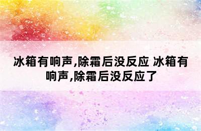 冰箱有响声,除霜后没反应 冰箱有响声,除霜后没反应了